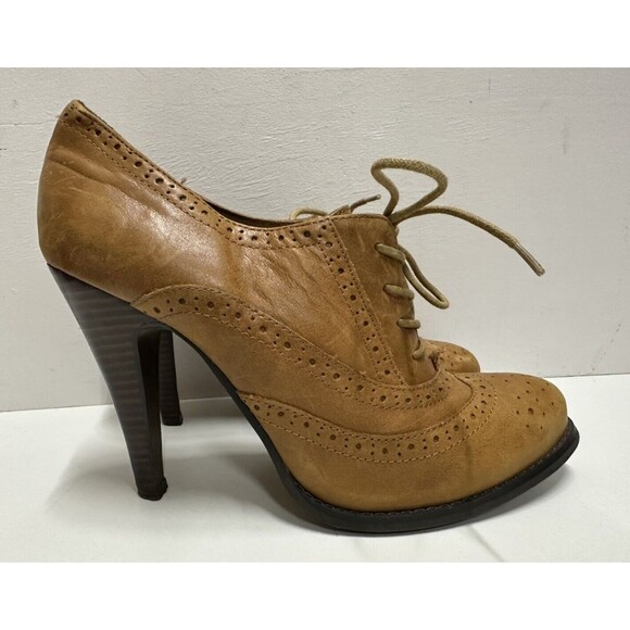 Aldo women size US 8.5 EU 39 brown leather oxford lace up  heel shoes - Picture 3 of 10